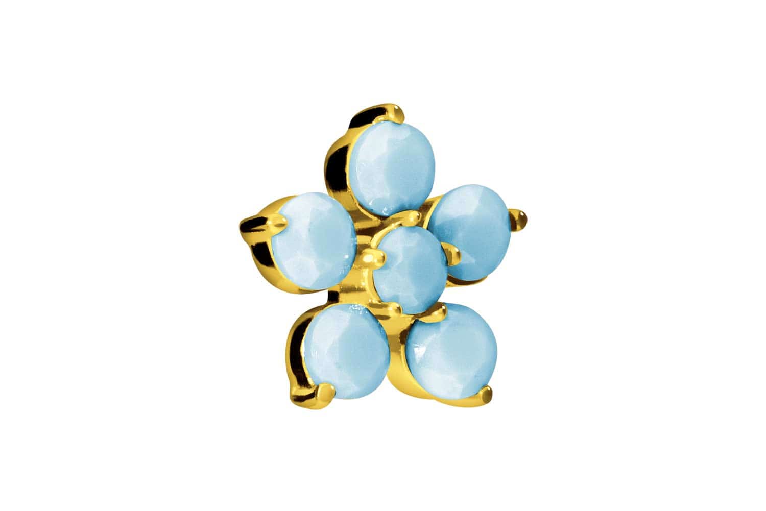 Titan Schraubaufsatz mit Außengewinde BLUME + SYNTHETISCHE TÜRKISE von Piercingline